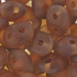 SuperDuo 2.5x5mm Stone Matte Smoky Topaz x10g