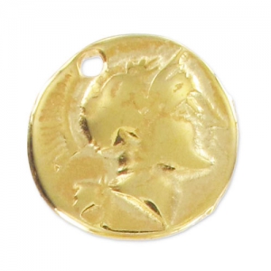 Sequin greek coin Apollo 14 mm fine Gold plated x1