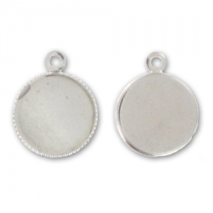 Pendant cabochon setting oval-shaped 10mm silver tone  x1