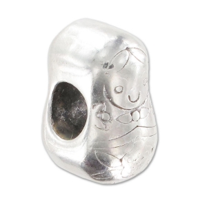 Matriochka Slider for 5mm cords Antique Silver Plating x1