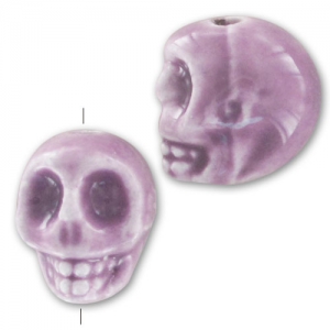 Ceramics skull 13x11 mm Mauve x1