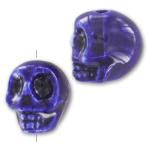 Ceramics skull 13x11 mm Cobalt x1