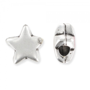 Slider bead Star for 2,5mm cords Old silver tone x1