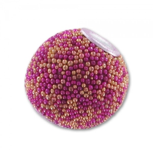 Round bead  with beads inclusions 14mm Fuchsia x1