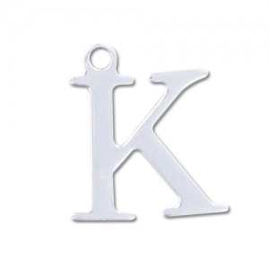 K letter Sterling silver charm 15mm x1