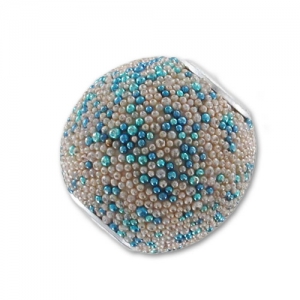 Round bead with beads inclusions 14mm Beige x1