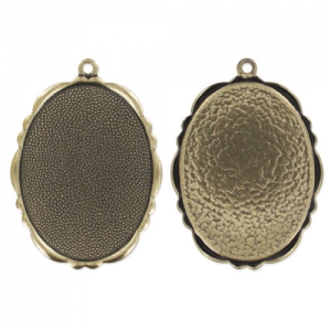 Pendant cabochon setting oval-shaped 40x30mm Bronze tone x1
