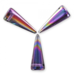 Spike beads 7x17mm Magic Violet Grey x6