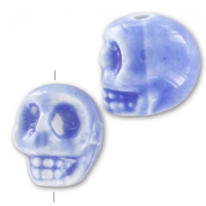 Ceramics skull 13x11 mm Blue x1