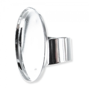 ring base oval 30x22mm Silver tone x1