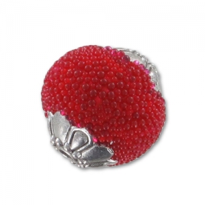 Round bead with beads inclusions 15mm Red x1