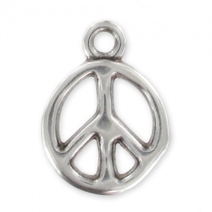 peace charm 18mm Antique Silver Plating x1