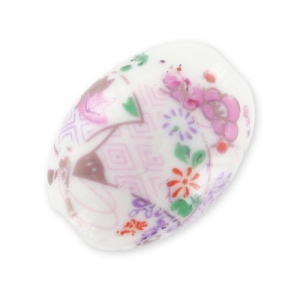 Ceramics 18x13mm Pink/White x1