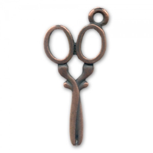 Scissors charm 30mm Old copper tone x1