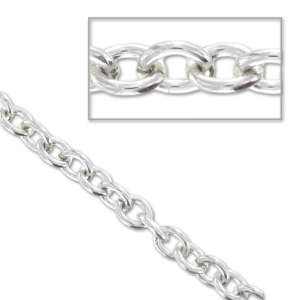 Aluminium Chain oval links 5mm Rhodium tone x1m