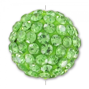 Plasticine round bead rhinestones Korean 14mm Peridot  x1