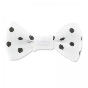 Grosgrain Knot 26mm White Polka dot Black