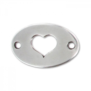 Spacer deco heart 2 holes 20x13mm Antique Silver Plating x1