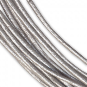 Leather cord 3mm metal Grey Beige x 1m