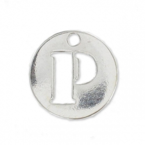 P letter Sterling silver charm 8.5mm x1