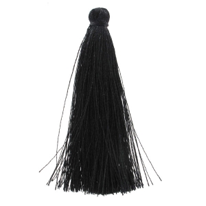 Pompon in silk imitation 63-66 mm black x1