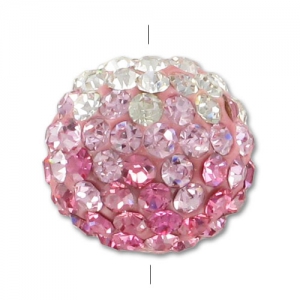 Plasticine round bead rhinestones 12mm Crystal/Light Rose/Rose x1