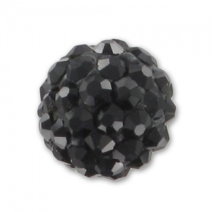 Plasticine half-drilled round bead rhinestones 8mm Jet x1