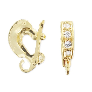 pendant holder with rhinestones 11mm Gold tone