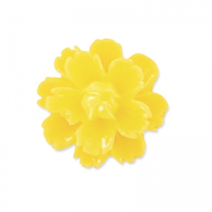 Resin cabochon flower 13mm yellow