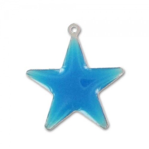 Epoxy Enamelled star charm 21mm Blue x1