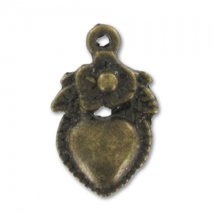 Ex-voto Charms heart flower 18,5mm Bronze tone x8
