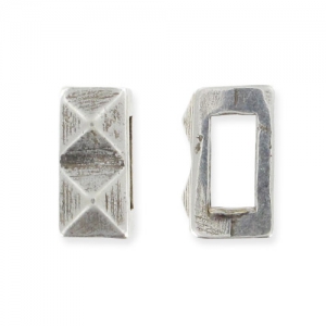 decorated Slider bead for 3mm cords Old silver tone x1