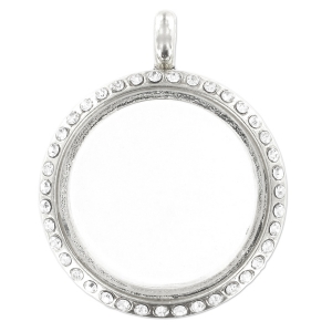 Magnet pendant with rhinestones to customize 37x30 mm rhodium tone x1