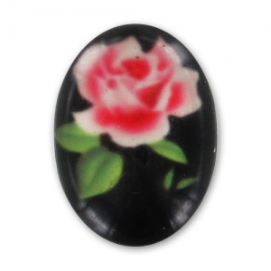 Resin Cabochon Flower 18x13mm Jet x1