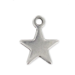Star charm 15mm Antique Silver Plating x1
