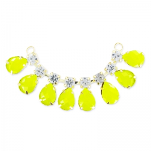 Combination of resin cabochons 18x13mm  fluo  yellow /gold tone