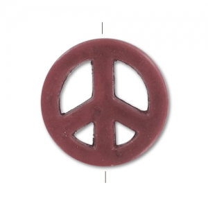 Bead Howlite Peace 15mm Chocolate x1