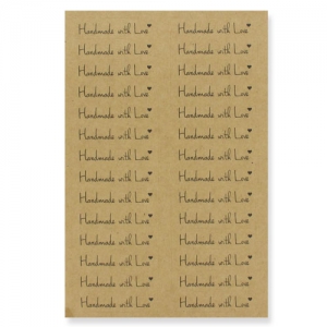 Adhesive kraft labels 41x10 mm Handmade with Love x112