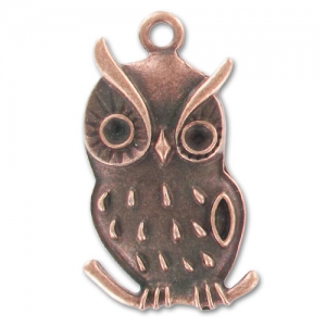Owl Pendant 38mm Old copper tone x1