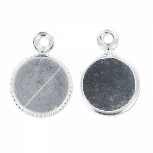 Pendant cabochon setting 6mm silver tone HQ x1