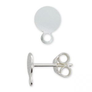 925 Sterling Silver 6mm flat pad earstud x2