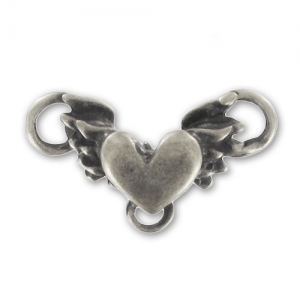 Heart spacer 3 loops 11x19mm Old Silver tone x1