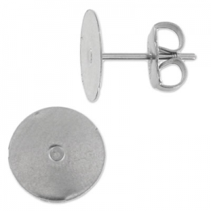 Flat pad earstuds 10mm Stainless Steel x10