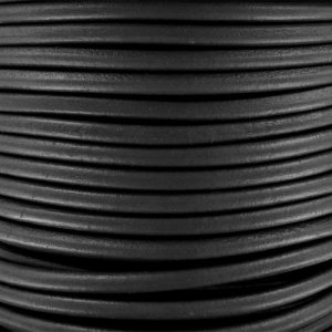 4 mm European leather cord - Black x 1 m