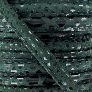 Leather cord with topstitching 4mm Leopard fir green x1 m