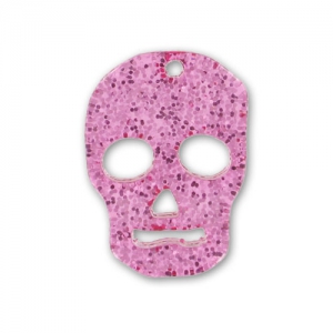 Pendant Skull 23 mm Pink glitter x1