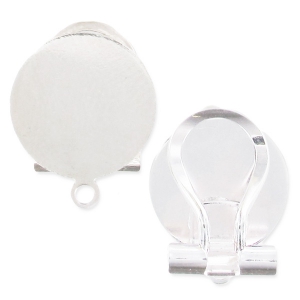 Ear clips with 12mm pad Silver tone x2