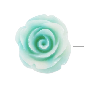 20 mm synthetic flower bead - Marbled Turquoise - Cream x1