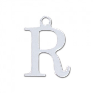 R letter Sterling silver charm 15mm x1