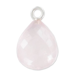 Faceted drop 13x10mm with pendant in 925 sterling silver/Quartz Rose x